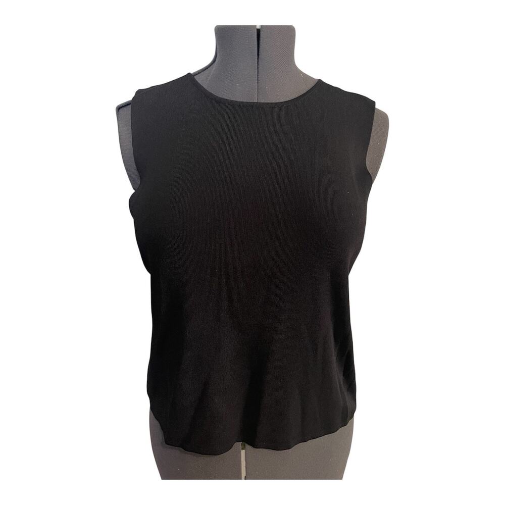 Vintage Kikit Knit Tank Top Ribbed Size Large Black Y2K Retro Indie Boho Lagen